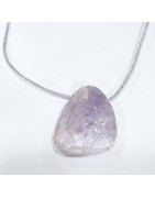 Pendentif Amétrine sur Cordon Gris Pailleté Réglable