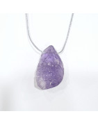 Pendentif Amétrine sur Cordon Gris Pailleté Réglable