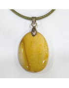 Pendentif Jaspe Mokaïte sur Cordon Vert Réglable 42 + 5 cm