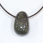 Pendentif Jaspe Sang de Dragon sur Cordon Simili Marron 21 + 5 cm
