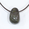 Pendentif Jaspe Sang de Dragon sur Cordon Simili Marron 42 + 5 cm
