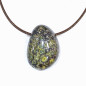 Pendentif Jaspe Sang de Dragon sur Cordon Simili Marron 21 + 5 cm