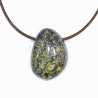 Pendentif Jaspe Sang de Dragon sur Cordon Simili Marron 42 + 5 cm