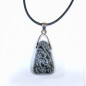 Pendentif Obsidienne Neigeuse sur Cordon Simili 21 + 5 cm