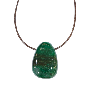 Pendentif Fuschite avec Cordon Marron Réglable