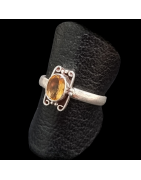 Bague Citrine Madère Naturelle Argent 925 Taille 56