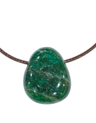 Pendentif Fuschite avec Cordon Marron Réglable