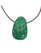 Pendentif Fuschite avec Cordon Marron Réglable