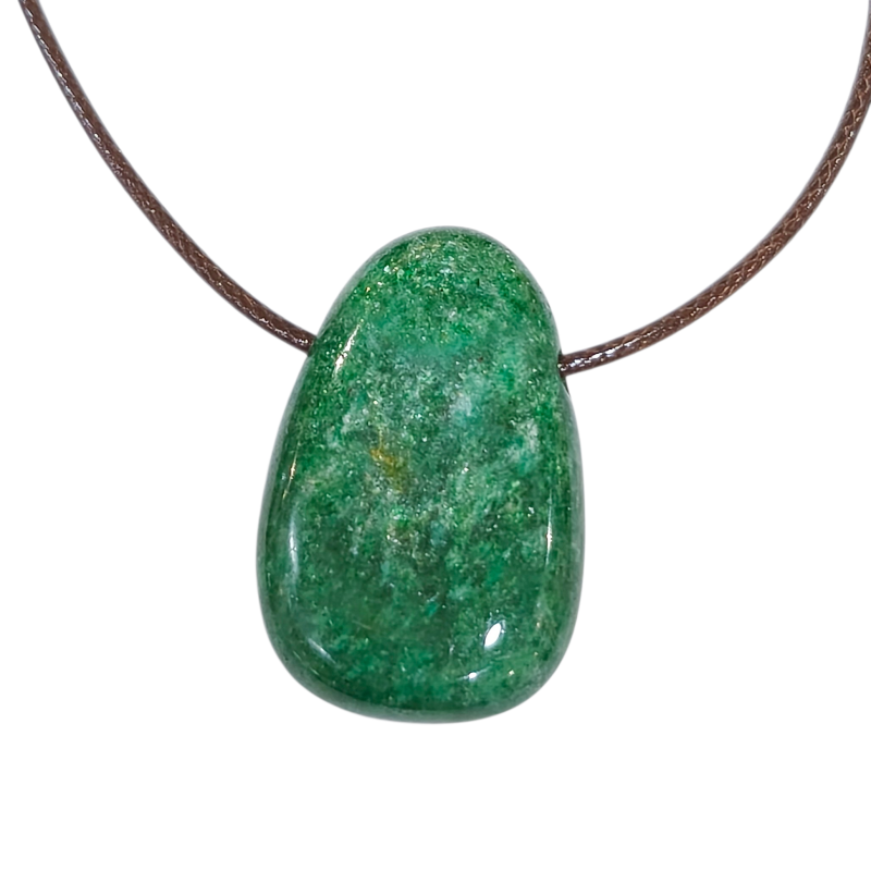 Pendentif Fuschite avec Cordon Marron Réglable