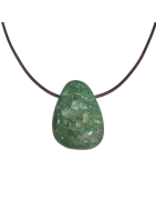 Pendentif Fuschite avec Cordon Marron Réglable