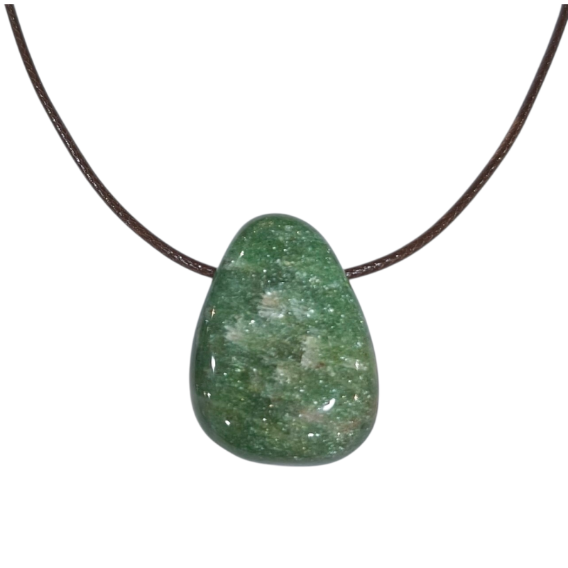 Pendentif Fuschite avec Cordon Marron Réglable