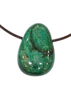 Pendentif Fuschite avec Cordon Marron Réglable