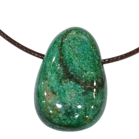 Pendentif Fuschite avec Cordon Marron Réglable