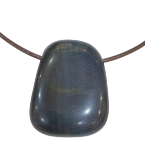 Pendentif Œil de Faucon sur Cordon Simili Marron Réglable