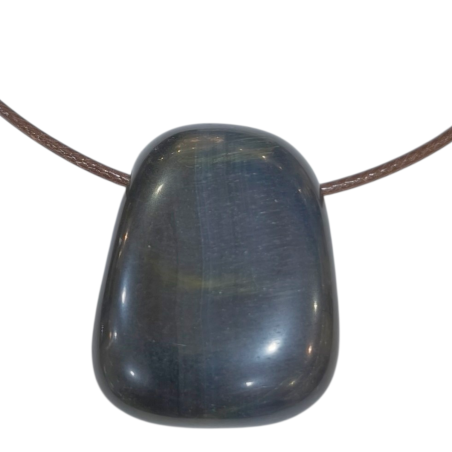 Pendentif Œil de Faucon sur Cordon Simili Marron Réglable