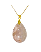 Pendentif Agate Fleur sur Chaîne Plaquée or 42 + 5 cm