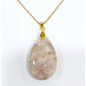 Pendentif Agate Fleur sur Chaîne Plaquée or 21 + 5 cm