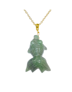 Pendentif Aventurine Verte Poisson sur Chaîne Plaquée or 42 + 5 cm