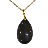 Pendentif Obsidienne Noire sur Chaîne Plaquée Or 42 + 5 cm