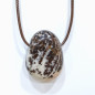 Pendentif Jaspe Paysage sur Cordon Simili Marron Réglable