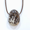 Pendentif Jaspe Paysage sur Cordon Simili Marron Réglable