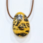 Pendentif Jaspe Paysage sur Cordon Simili Marron Réglable