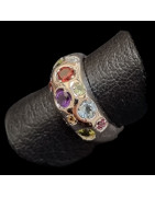 Bague Améthyste Topaze bleue Péridot Citrine Grenat Opale de feu