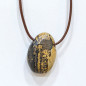 Pendentif Jaspe Paysage sur Cordon Simili Marron Réglable