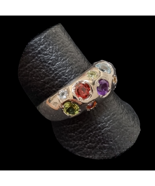 Bague Améthyste Topaze bleue Péridot Citrine Grenat Opale de feu