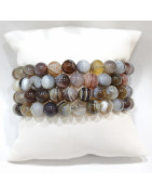 Bracelet Agate du Botswana Pierres Rondes 8mm