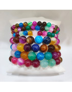 Bracelet Agate Multicolore Pierres Rondes