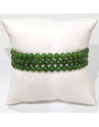 Bracelet Jade du Canada Vert Foncé Pierres Rondes