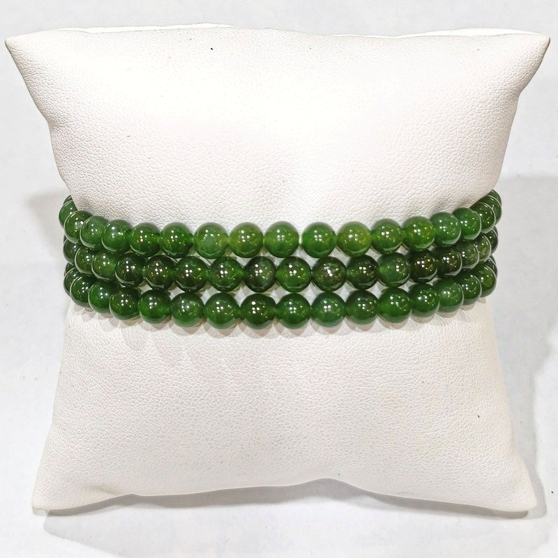 Bracelet Jade du Canada Vert Foncé Pierres Rondes