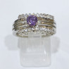 Bague Améthyste entre Deux Anneaux Zirconium Acier Inox Taille 57