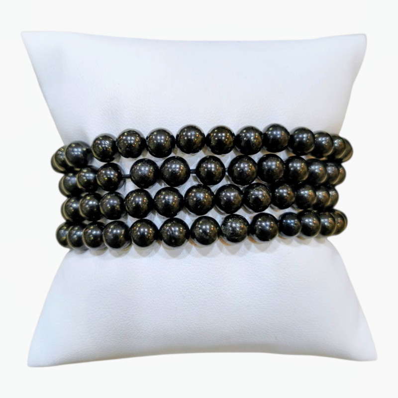 Bracelet Jais Noir Pierre Rondes