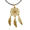Pendentif Attrape-rêve Plaqué Or sur Cordon Simili Marron Réglable