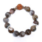 Bracelet Agate du Botswana et Rudra avec Inserts Pierres Ronde 14mm