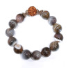 Bracelet Agate du Botswana et Rudra avec Inserts Pierres Ronde 14mm