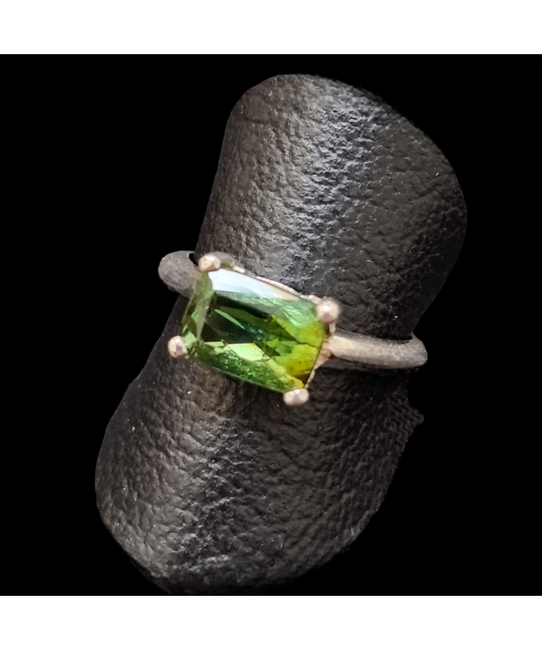 Bague tourmaline verte argent 925 taille 59