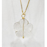 Pendentif Cristal de Roche Fleur sur Chaîne Plaquée Or Réglable