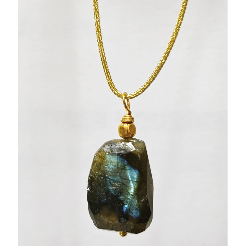 Pendentif Labradorite sur Cordon Réglable
