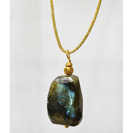 Pendentif Labradorite sur Cordon Réglable