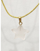 Pendentif Quartz Rose Etoile sur Cordon Réglable