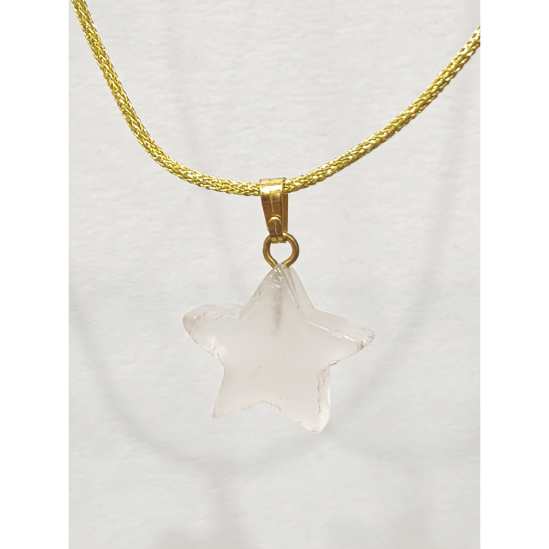 Pendentif Quartz Rose Etoile sur Cordon Réglable