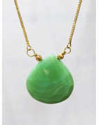 Pendentif Chrysoprase Facetté sur Chaîne Plaquée Or Réglable