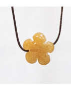 Pendentif Aventurine Orange Fleur sur Cordon Réglable
