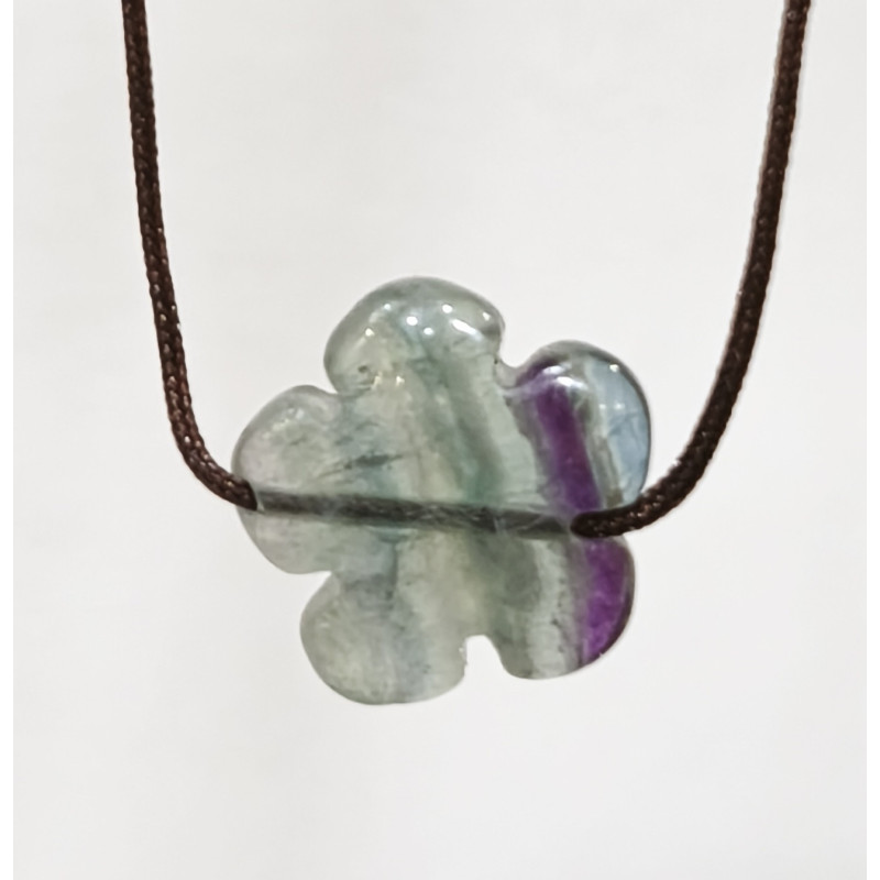 Pendentif Fluorite Rainbow Fleur sur Cordon Réglable