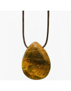 Pendentif Œil de Tigre sur Cordon Réglable