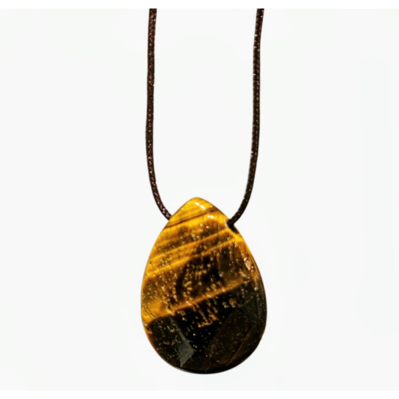 Pendentif Œil de Tigre sur Cordon Réglable