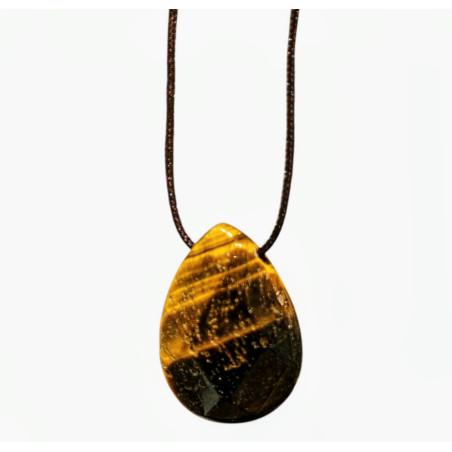 Pendentif Œil de Tigre sur Cordon Réglable